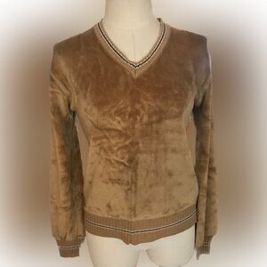 Vintage Kennington LTD California Velour V-Neck Sweater Super Soft Warm Size XL